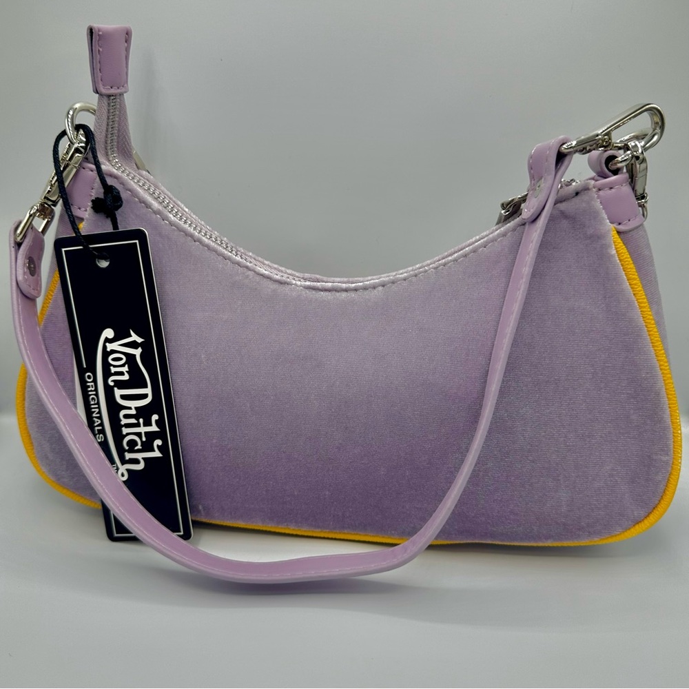 Von Dutch Y2K Shoulder Bag in Purple/Gold with Silver Charms - Picture 6 of 8